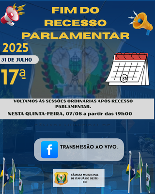 Final do recesso parlamentar da Câmara de Itapuã do Oeste