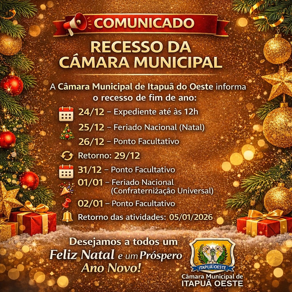 Recesso Da Câmara Municipal.